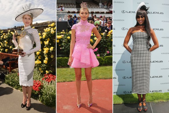 Nicole Trunfio’s favourite celebrity race-day looks (from left): Nicole Kidman, Gigi Hadid, Naomi Campbell.