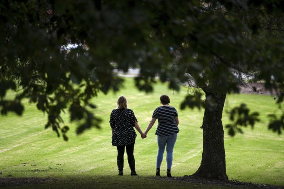 Grace, a teacher at a Melbourne private school, and her daughter, Jamie, who was allegedly raped by a stranger she got to know on Snapchat in October last year.