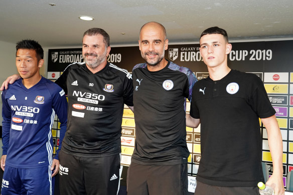 Pep Guardiola showered Ange Postecoglou in praise when Manchester City faced Yokohama F. Marinos in an off-season friendly in 2019. Now they’ll be rivals in the Premier League.