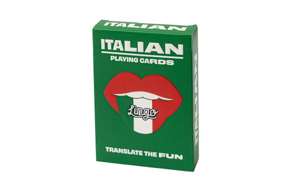 Lingo Italian playing cards, $20.