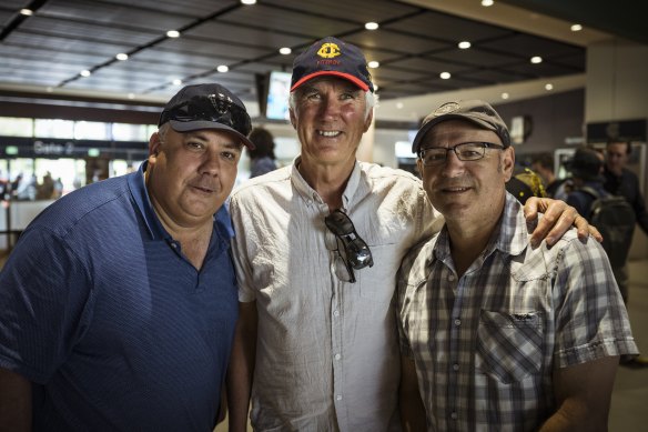  Bill Karametos, Philip McShane and Michael Vlahos have 40 years of memories from attending the cricket on Boxing Day.