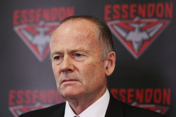 Outgoing Essendon president Lindsay Tanner.