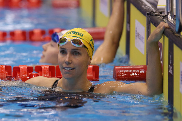Emma McKeon at the world swimming championships in Fukuoka. 