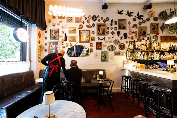 Bar Lourinha's bric-a-brac filled wall.