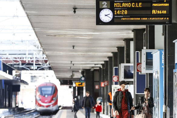 Trains were still leaving Milan for Rome and other destinations across Italy on Sunday.