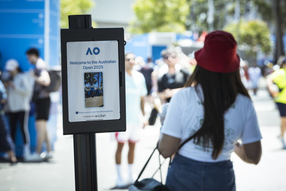 Opt-in software is run through tablets at express entrances to Melbourne Park.