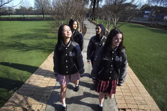 Take time to embrace the sun: students at St Albans Secondary College. 