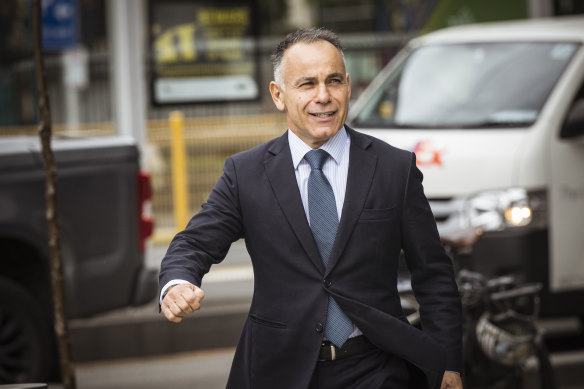 Opposition Leader John Pesutto arrives for day 11 of the Federal Court case on Tuesday.