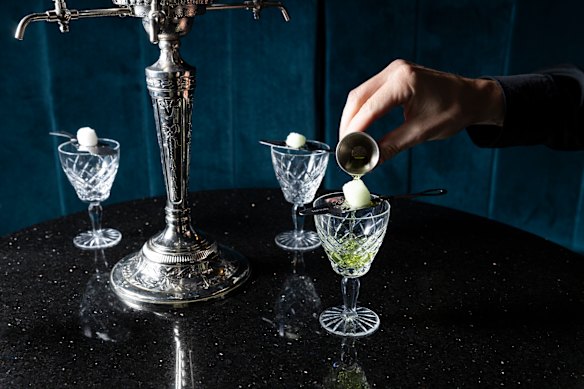 But first, the sugar cube is doused in absinthe.