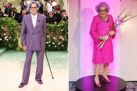 Hamish Bowles at the Met Gala, 2024 - inspired by Dame Edna Everage perhaps? 