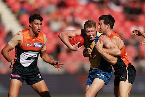 Rowell in action against GWS on Sunday.