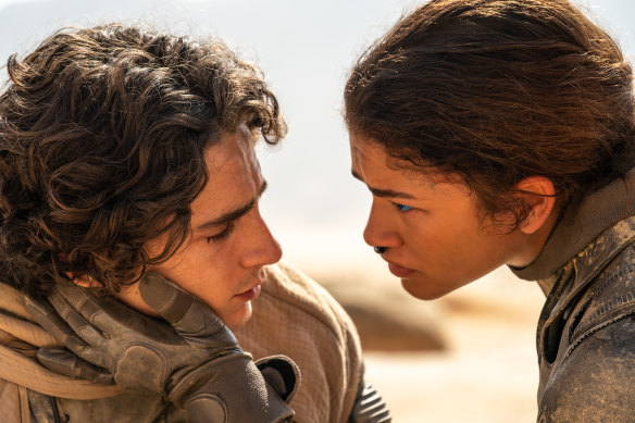 Timothee Chalamet and Zendaya in Dune: Part Two.