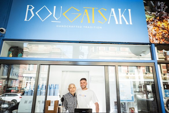 Former baker Efthimios Oplopiadis  with grandson Kosta Kostidis at the new shop.