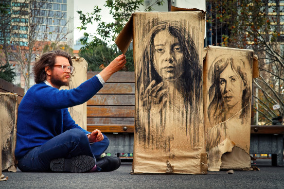 Artist Daniel Coulson at the Queen Victoria Market.