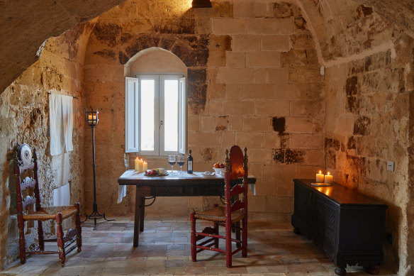 A room in Sextantio Le Grotte della Civita, a luxury hotel fashioned from actual caves.