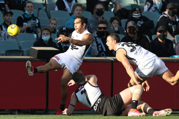 Eddie Betts in action against Port Adelaide on Saturday.