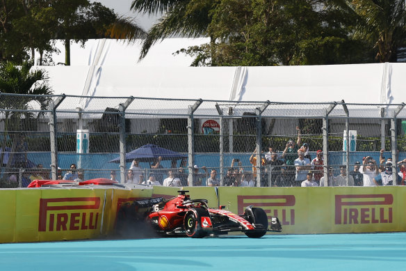 Charles Leclerc crashed in qualifying.