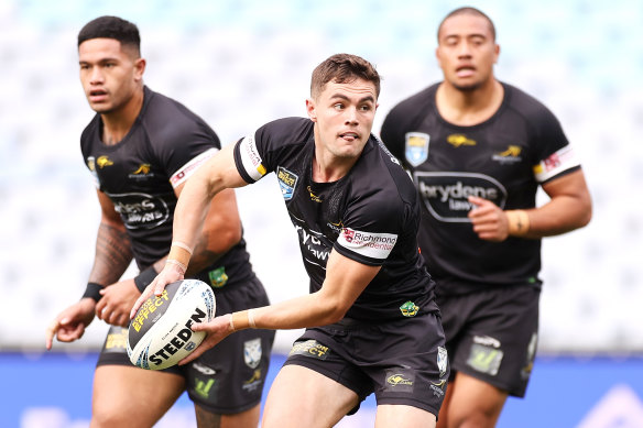 Kyle Flanagan playing for the Bulldogs feeder side, Mounties, in the NSW Cup earlier this month.