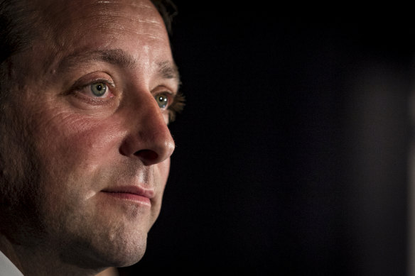 Former opposition leader Matthew Guy, pictured conceding defeat in the 2018 election, wants another go at the top job.