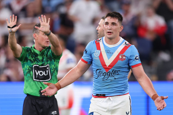 Victor Radley is sent to the sin bin on Anzac Day.