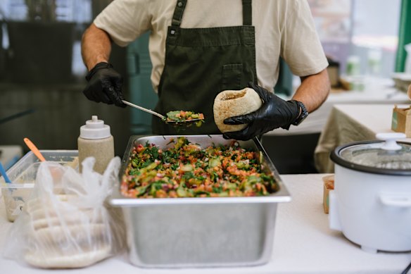Ta’ameya’s pita pocket comes stuffed full of an Egyptian-style chopped salad.