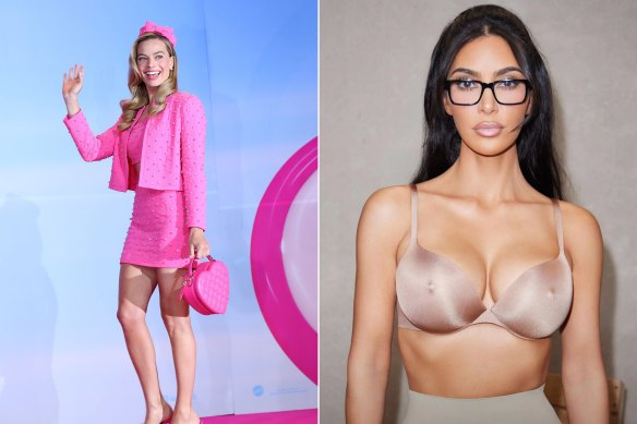 Margot Robbie in the pink in the year’s top colour as Barbie. Kim Kardashian in her new bra “with a built-in nipple”.