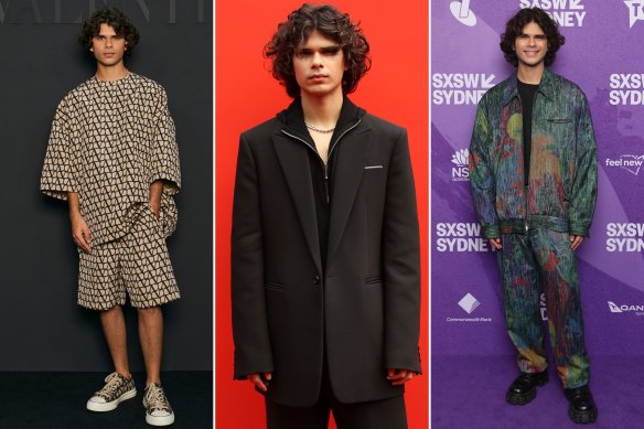 Budjerah in Valentino at the Maison Valentino store opening in Sydney in March; in Burberry at the ARIA Awards in November; in Song For The Mute at the ‘Faraway Downs’ premiere in October.