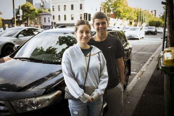 Jasmine Greer and Mehdi al-Khaqany  parked in Russell Street on Sunday. 