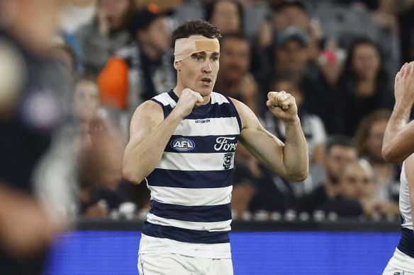 Jeremy Cameron single-handedly dragged Geelong back into the game. 