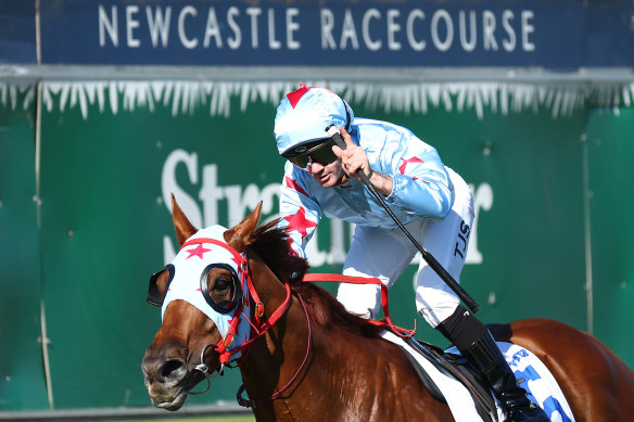 Tyler Schiller salutes in The Hunter on Coal Crusher.