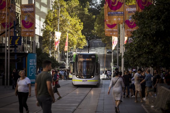 Melburne’s CBD has yet to see crowds return to pre-COVID levels