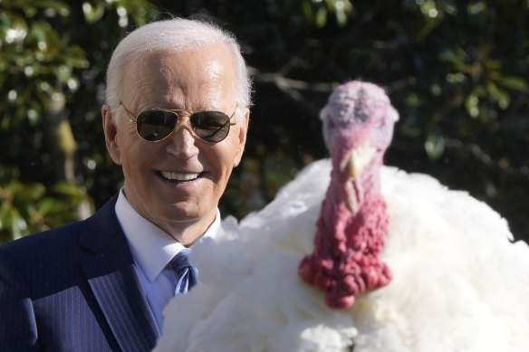 President Joe Biden after pardoning the national Thanksgiving turkey last month.