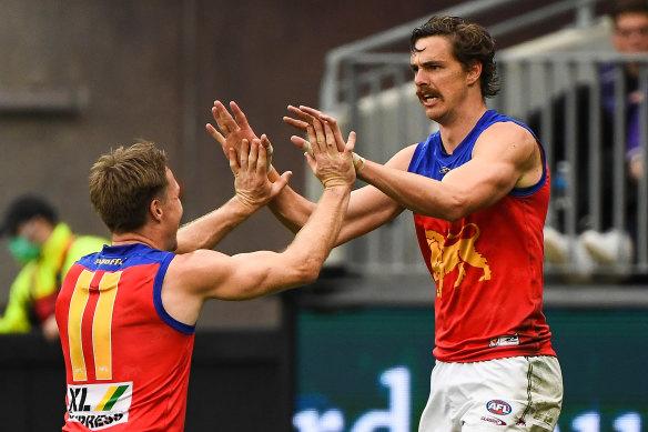 Joe Daniher booted four goals for the Lions.