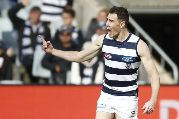 Jeremy Cameron kicked three goals in his Geelong debut.