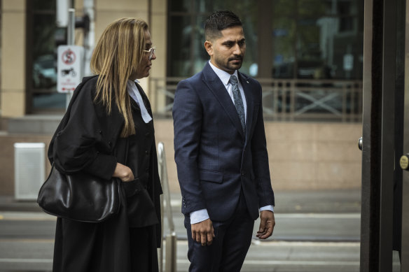 Gul enters court with his lawyer. He pleaded guilty to sexually assault and must serve two months in jail.