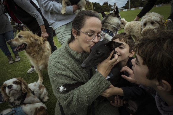 Artie was surrounded by his family and new friends on Sunday for his play date.