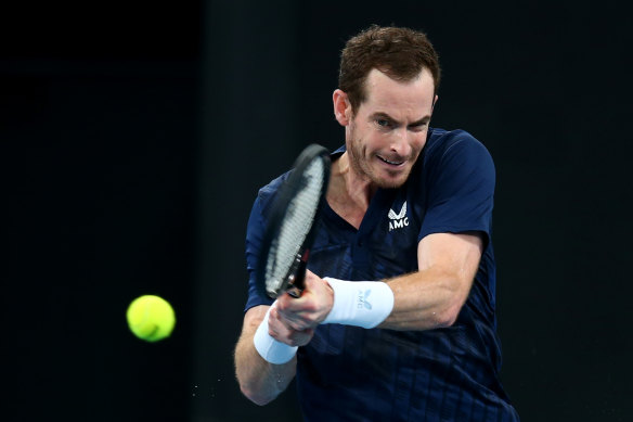 Andy Murray is all concentration against David Goffin of Belgium at the Sydney Tennis Classic on Thursday.