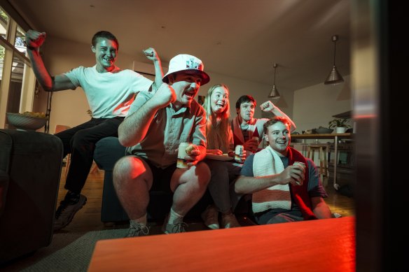 Friends and NFL fans Oscar Allen, Matt Sterling, Eloise Berry, Harry Norman and Lachlan Berry will be watching the Super Bowl on Monday.