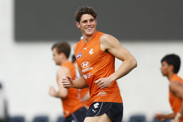 Charlie Curnow is all smiles after a new six-year deal with Carlton.