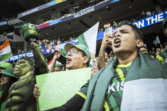 Pakistan and India fans pack out the MCG during last year’s T20 World Cup.