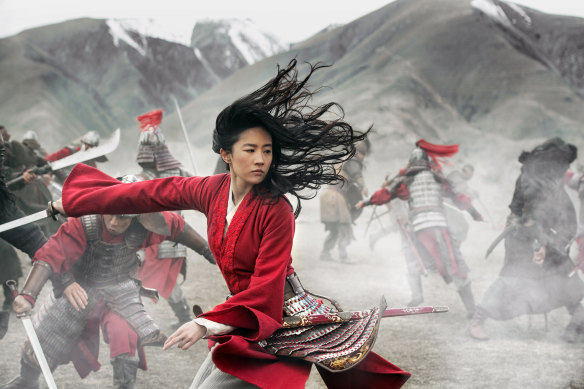 Mulan (Liu Yifei) proves herself as a warrior in the Disney+ film.