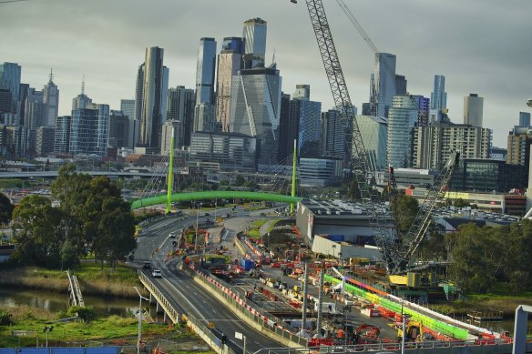 Construction on the West Gate Tunnel Project in July.