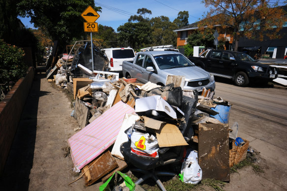 Household items ruined by the floods in Maribyrnong.