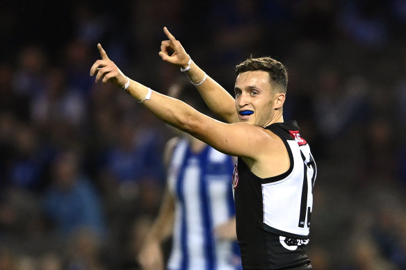 Orazio Fantasia kicked four on debut for Port Adelaide.