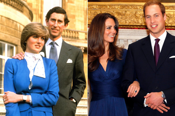 Princess Diana’s engagement ring (later given to Kate Middleton, right) sparked a surge in demand for sapphires.