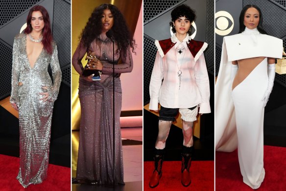 Dua Lipa in Courreges, SZA, Montaigne and Kat Graham in Stephane Rolland at the Grammys.