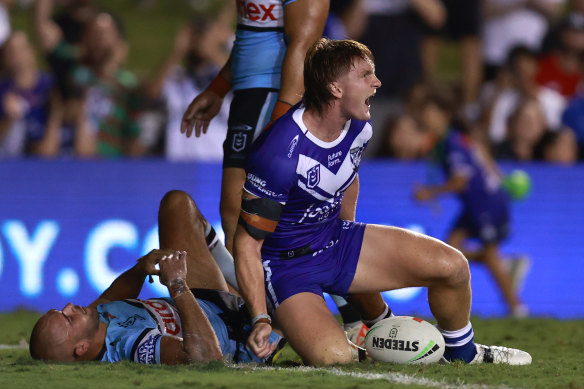 Jacob Preston celebrates after scoring in the first-half.