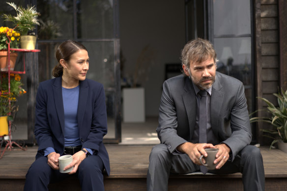 Sargent Isabelle Lacoste (Elle-Maija Tailfeathers) and Jean-Guy Beauvoir (Rossif Sutherland) in Three Pines.