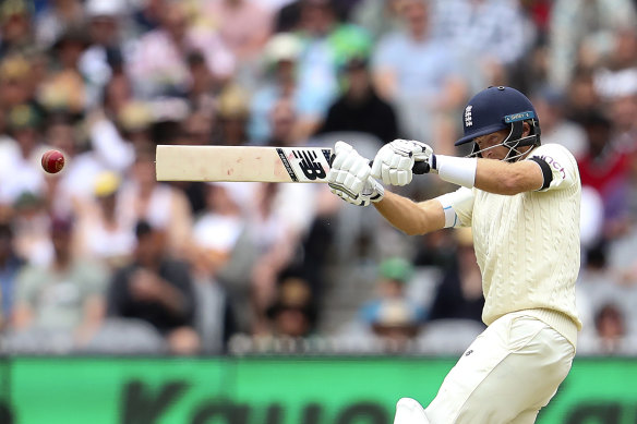 Beleaguered England captain Joe Root in action on Boxing Day. 