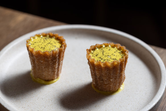 Pie tee filled with corn custard and black bean.